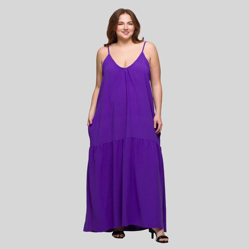 24 セブンコンフォート レディース トップス ワンピース プラスサイズ マキシ Plusize 24Seven Comfort Apparelightweight Spaghetti Strapocket Maxi Dress Purple パープル|ReVida 店