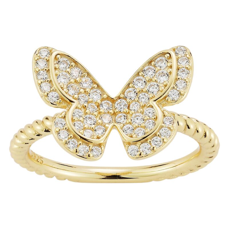 Sunkissed Sterling レディース アクセサリー リング Sunkissed Sterling Silver Cubic Zirconia Butterfly Ringold Tone ゴールド｜ReVida 店 34,970円