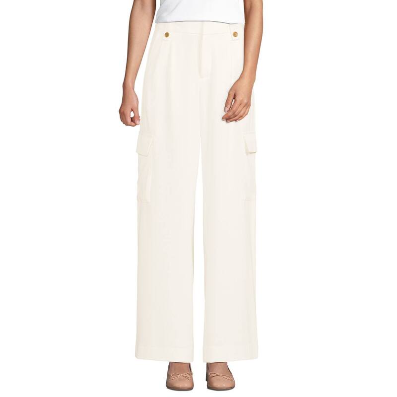 ランズエンド レディース ボトムス カジュアルパンツ ワイドレッグ Women's Regular Lands' End High Rise Cargo Wide Leg Pants Ivory アイボリー