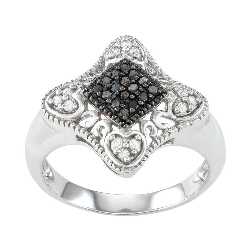 アンブランデッド レディース アクセサリー リング Unbranded Sterling Silver 1/5 Carat.W. Black & White Diamond Ring Silver Tone シルバー