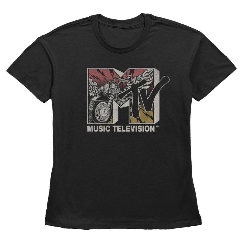 アニメキャラクター レディース トップス Tシャツ プリント グラフィック Licensed Character Women's MTV Motorcycle Print Fill Graphic Tee Black ブラック
