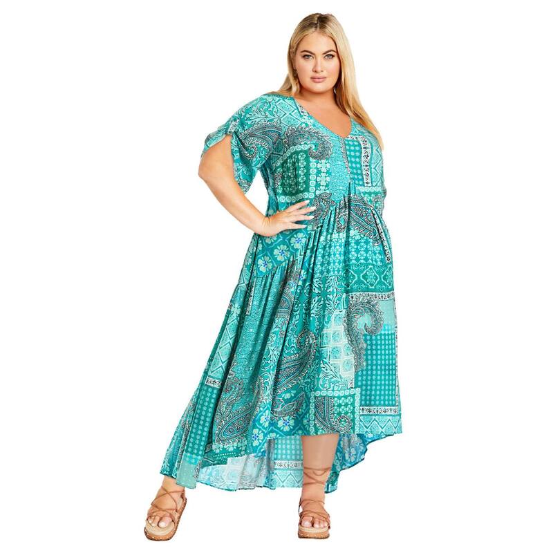 アベニュー レディース トップス ワンピース プラスサイズ Avenue Women's Plusize Val Dress Aquamarine Paisley|ReVida 店