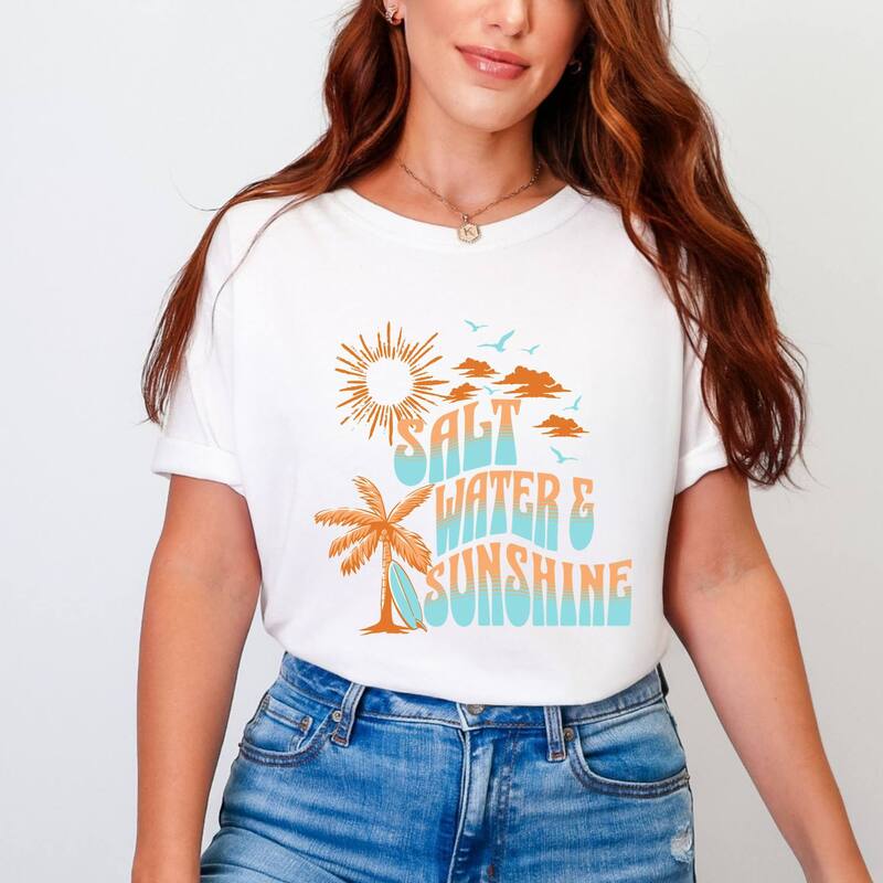 Simply Sage Market レディース トップス ティーシャツ Simply Sage Market Salt Water And Sunshine Garment Dyed Tee White 白いこと Tシャツ・カットソー-トップス