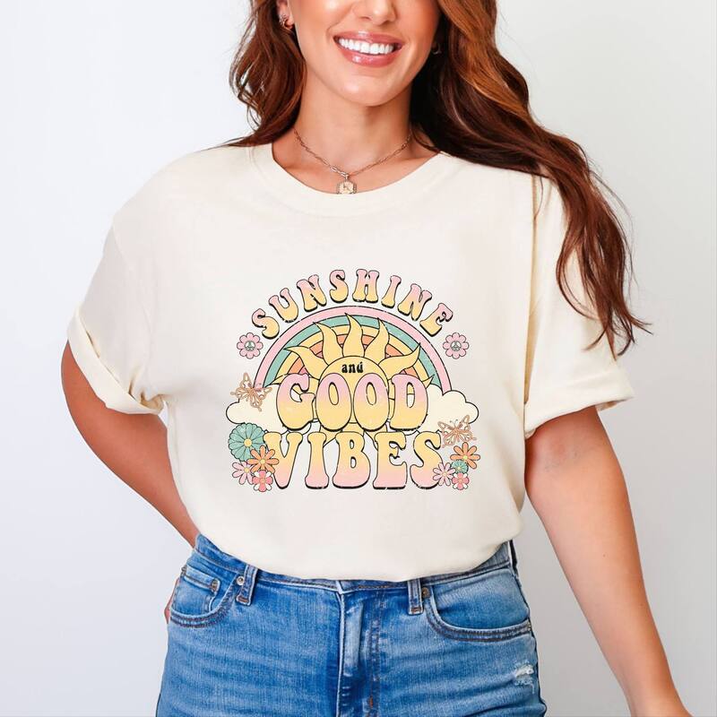 Simply Sage Market レディース トップス ティーシャツ Simply Sage Market Good Vibesummer Garment Dyed Tee Ivory 象牙色 レディースファッション-Tシャツ・カットソー-トップス