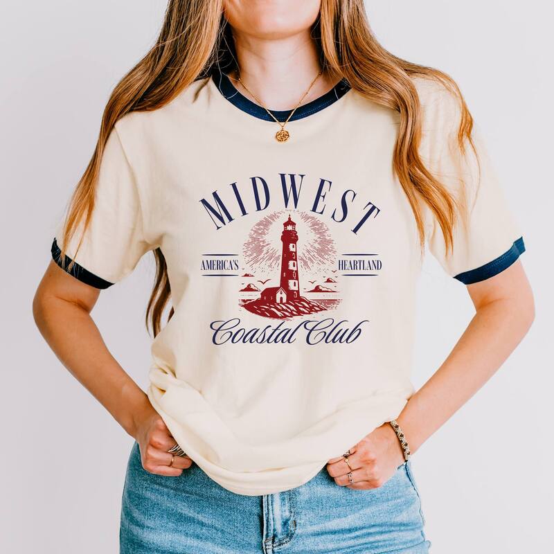 Simply Sage Market レディース トップス Tシャツ Simply Sage Market Midwest Coastal Club Ringer Tee Vintage Navy ネイビー