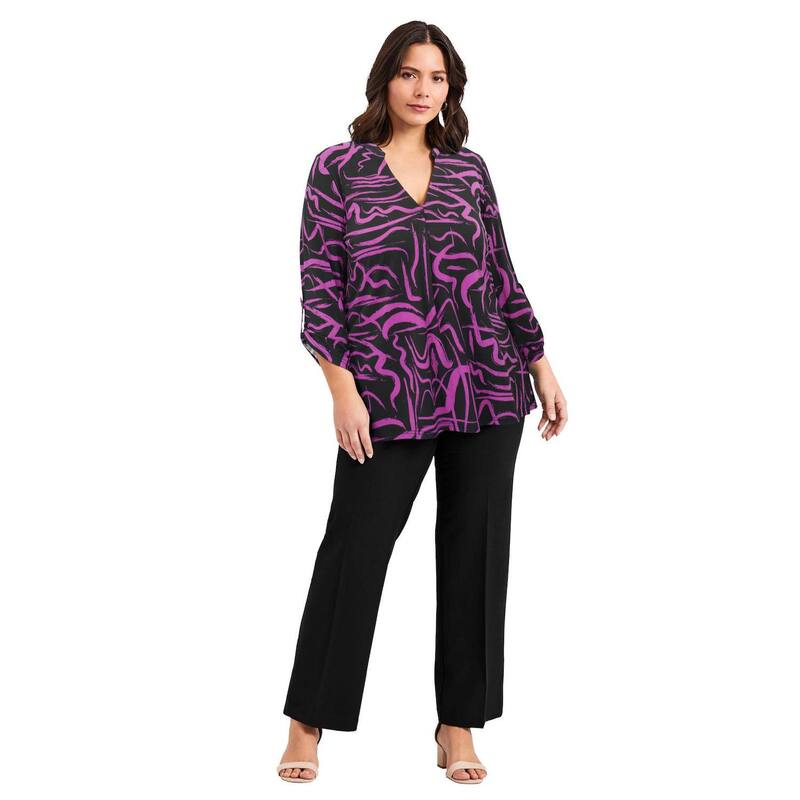 アベニュー レディース トップス シャツ プラスサイズ Avenue Women Plusize Audrey Ity Top Black Magentabstract ブラック