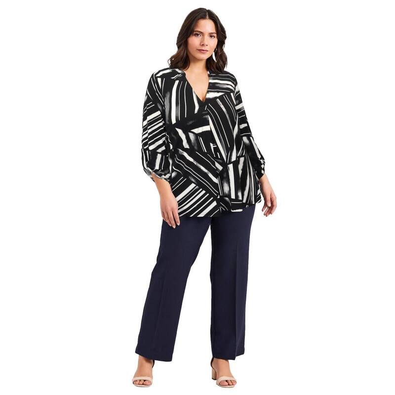 アベニュー レディース トップス シャツ プラスサイズ Avenue Women Plusize Audrey Ity Top Black White Cutabout ホワイト