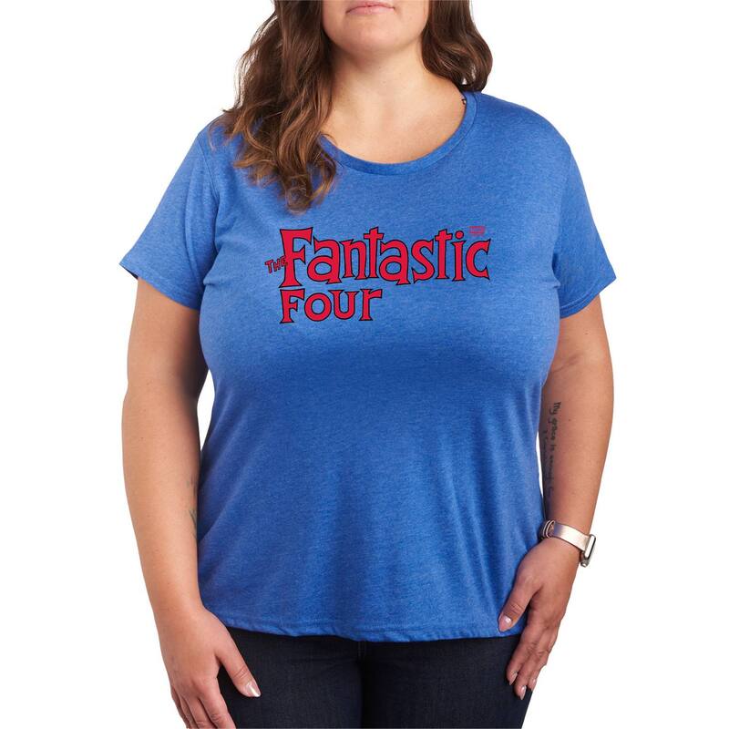 マーベル レディース トップス Tシャツ プラスサイズ ロゴ グラフィック Plusize Marvel The Fantastic Four Classic Logo Graphic Tee Heatheroyal Blue ヘザー