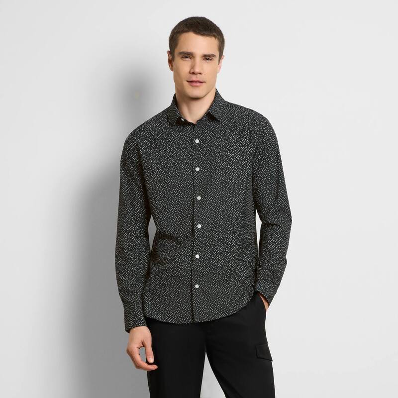 ヴァンハウセン メンズ トップス Tシャツ プリント Men's Van Heusen All Way Stretch Long Sleeve Abstract Print Shirt Black ブラック