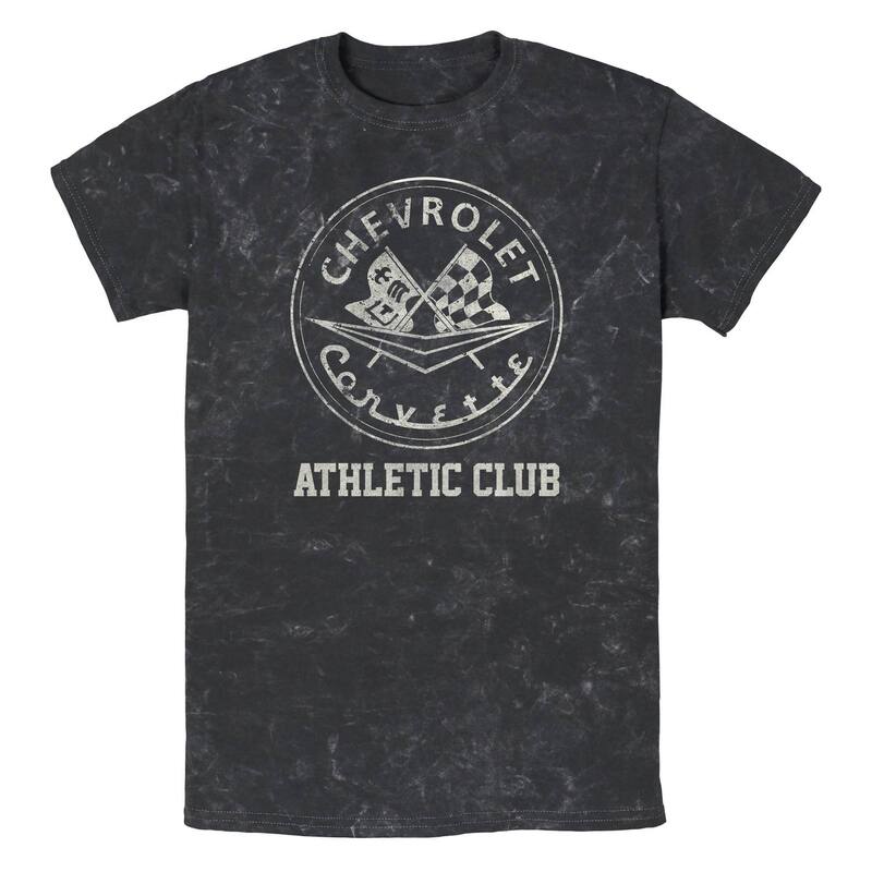 アニメキャラクター メンズ トップス Tシャツ グラフィック Licensed Character Men Chevrolet Corvette Athleticlub Mineral Wash Graphic Tee Black ブラック