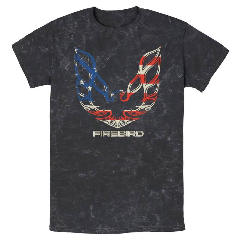 アニメキャラクター メンズ トップス Tシャツ ロゴ グラフィック Licensed Character Men's Firebird USA Flag Logo Mineral Wash Graphic Tee Black ブラック