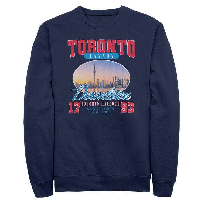 アニメキャラクター メンズ トップス Tシャツ スウェット ダウン フリース Licensed Character Men's Downtown Toronto Canada 1793 Fleece Sweatshirt Navy ネイビー｜ReVida 店