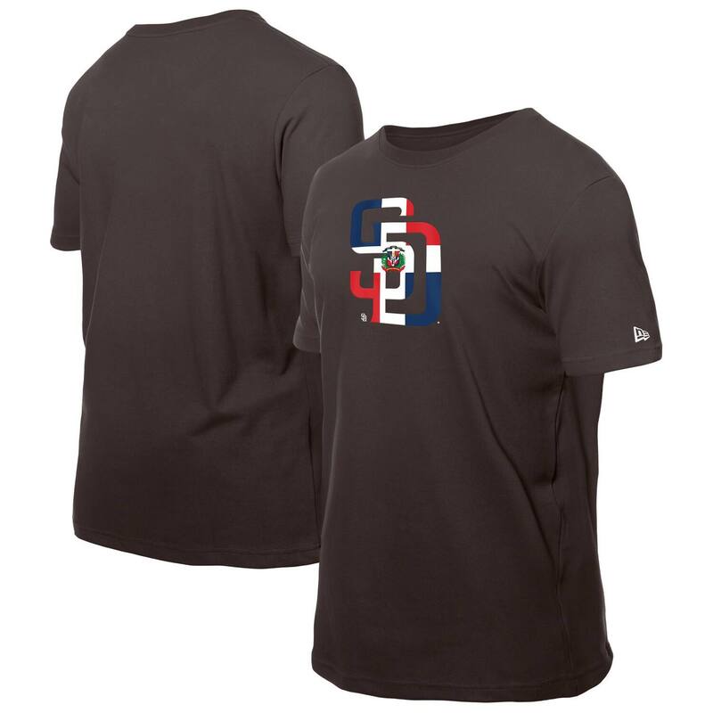 ニューエラ メンズ トップス Tシャツ ミニ ロゴ Men's New Era Brown San Diego Padres Dominican Republic Flag Logo T-Shirt Pad Brown ブラウン