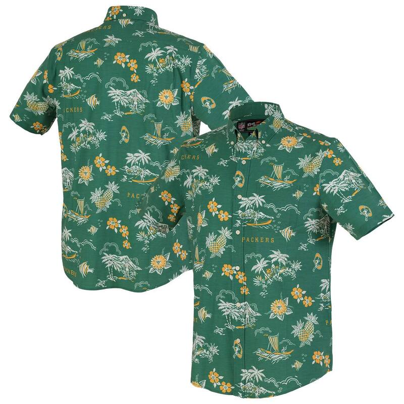 レインスプーナー メンズ トップス Tシャツ ダウン Men's Reyn Spooner Green Bay Packers Throwbackekai Performance Button-Down Shirt Pkr Green グリーン
