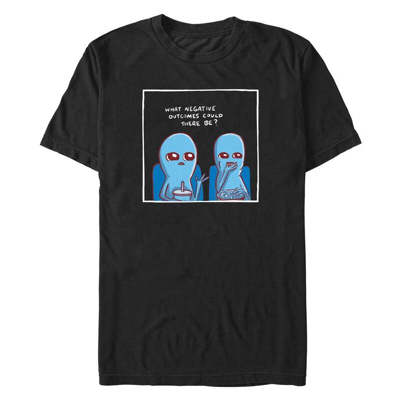アニメキャラクター メンズ トップス Tシャツ トール グラフィック Licensed Character Big & Tall What Negative Outcomes Could There Be Graphic Tee Black ブラック