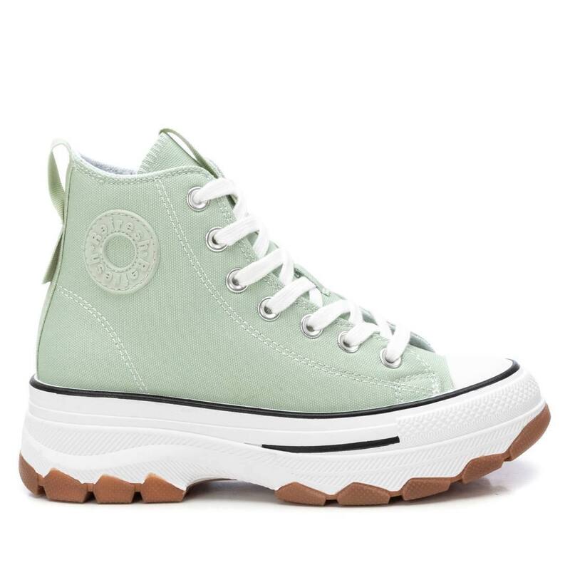リフレッシュ レディース シューズ スニーカー Refresh Women's Casual Canvas High Top Sneakers By XTI Aqua アクア