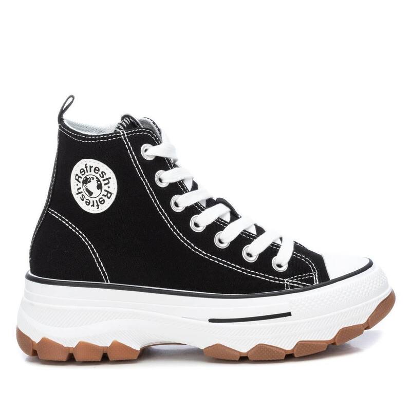 リフレッシュ レディース シューズ スニーカー Refresh Women\'s Canvas High-Top Sneakers By XTI Black ブラック
