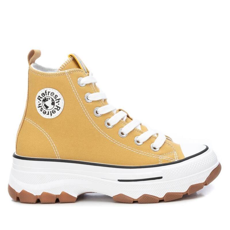 リフレッシュ レディース シューズ スニーカー Refresh Women\'s Canvas High-Top Sneakers By XTI Yellow イエロー
