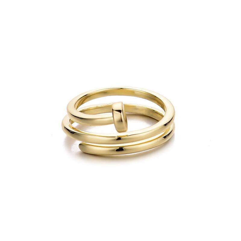 【送料無料】 アドニア レディース リング アクセサリー Adornia 14k Gold Plated Nail Double Wrap Ring Gold Tone