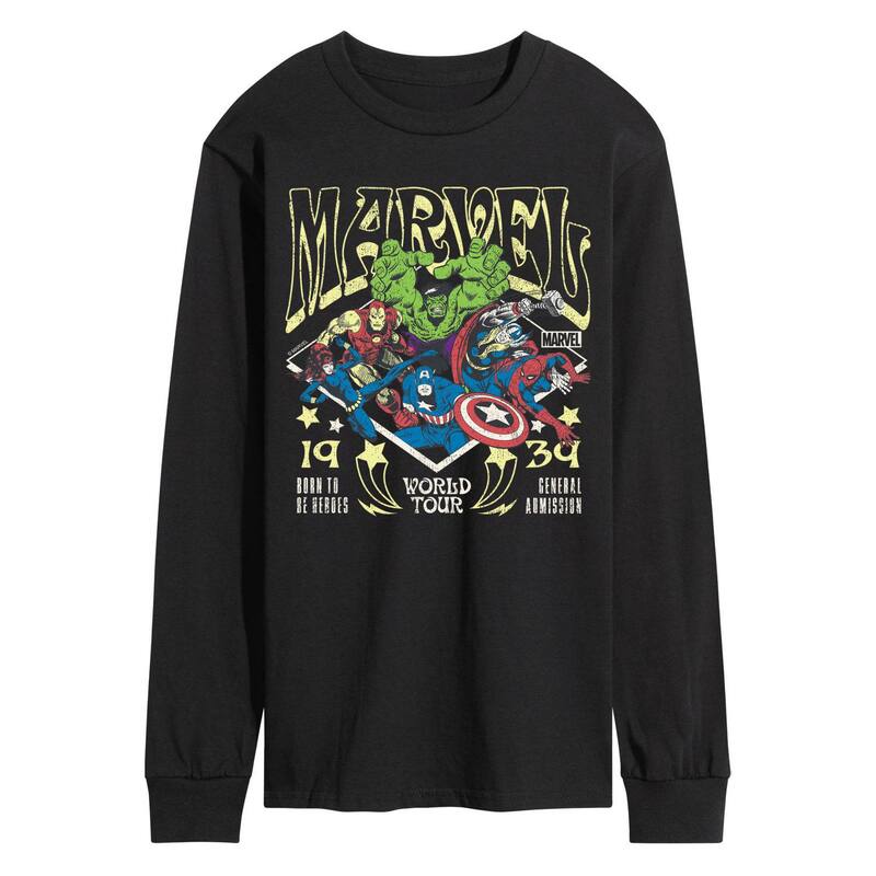 マーベル メンズ トップス Tシャツ グラフィック Men's Marvel World Tour 1939 Long Sleeve Graphic Tee Black ブラック