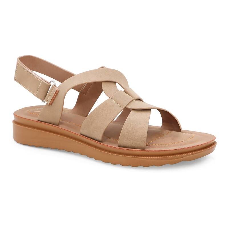 ヨキ レディース シューズ サンダル Yoki Carlota-04 Women's Criss-Cross Upper Slide Sandals Taupe トープ