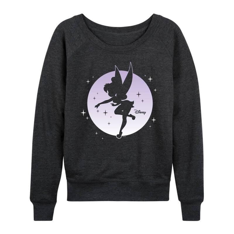 ディズニー レディース トップス Tシャツ パイル Disney's Tinker Bell Women's Moon French Terry Long Sleeve Tee Heather Charcoal チャコール