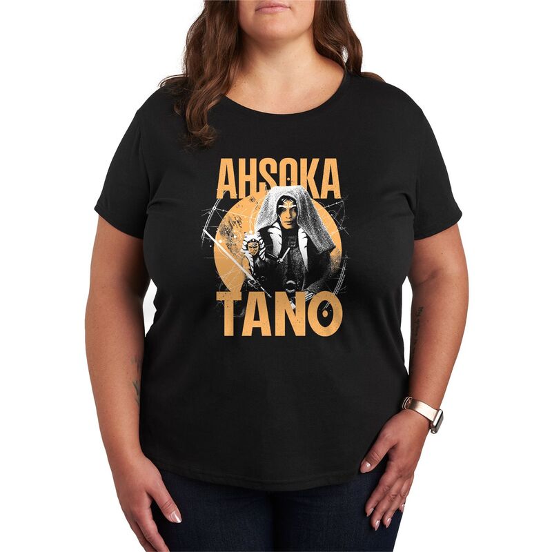 スター ウォーズ レディース トップス Tシャツ プラスサイズ グラフィック Plusize Star Wars Ahsoka Tano Star Map Graphic Tee Black ブラック