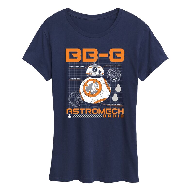 スター ウォーズ レディース トップス Tシャツ グラフィック Women'star Wars BB-8 Schematic Graphic Tee Navy ネイビー