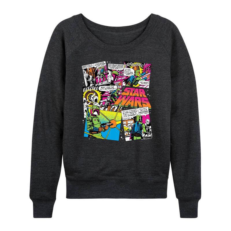 スター ウォーズ レディース トップス Tシャツ パイル Women'star Wars Boba Fett French Terry Long Sleeve Tee Heather Charcoal チャコール