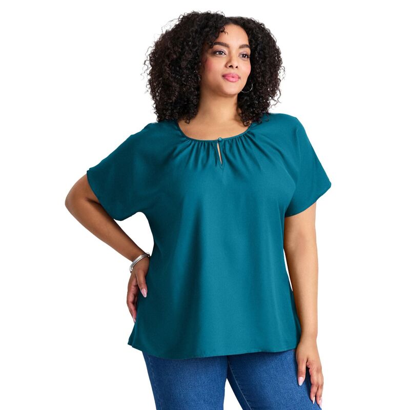 アベニュー レディース トップス シャツ プラスサイズ ブラウス Avenue Women Plusize Keyhole Dolman Sleeve Blouse Deep Teal ティール