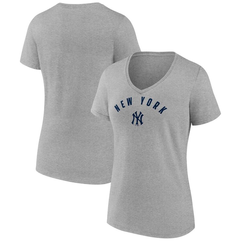ファナティクス レディース トップス Tシャツ Vネック Women's Fanatics Gray New York Yankees V-Neck T-Shirt Ynk Grey グレー｜ReVida 店