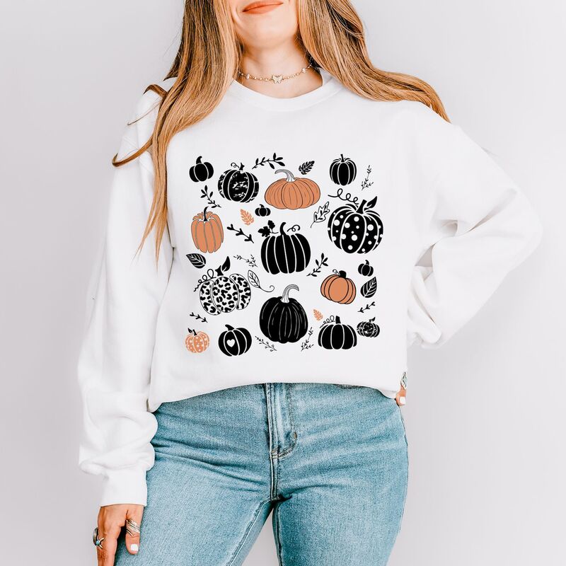 Simply Sage Market レディース トップス Tシャツ スウェット Simply Sage Market Halloween Pumpkinsweatshirt White ホワイト