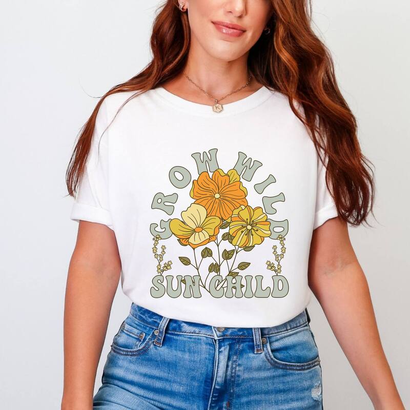 Simply Sage Market レディース トップス ティーシャツ Simply Sage Market Growild Sun Child Colorful Garment Dyed Tee White 白いこと レディースファッション-Tシャツ・カットソー-トップス
