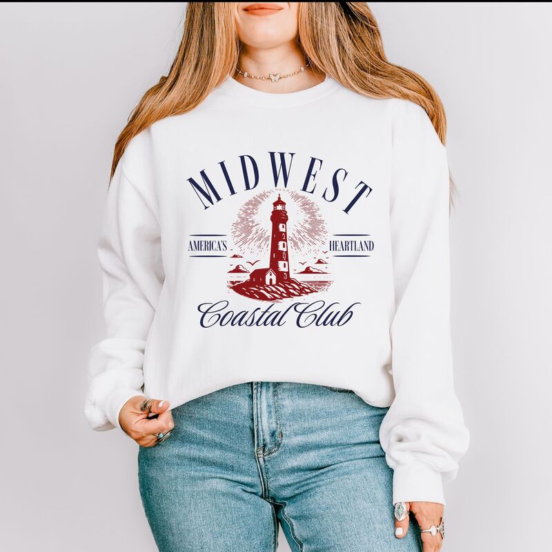 Simply Sage Market レディース トップス Tシャツ スウェット Simply Sage Market Midwest Coastal Club Sweatshirt White ホワイト|ReVida 店