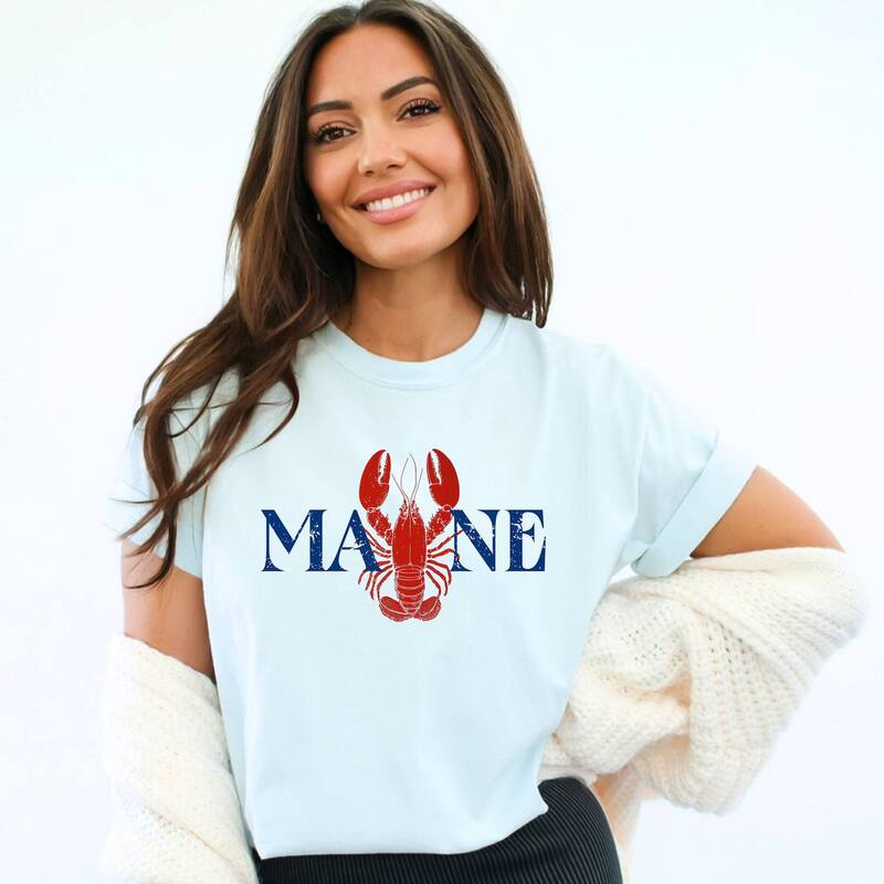 Simply Sage Market レディース トップス ティーシャツ Simply Sage Market Maine Lobster Garment Dyed Tee Chambray サルヴィア Tシャツ・カットソー-レディースファッション-トップス