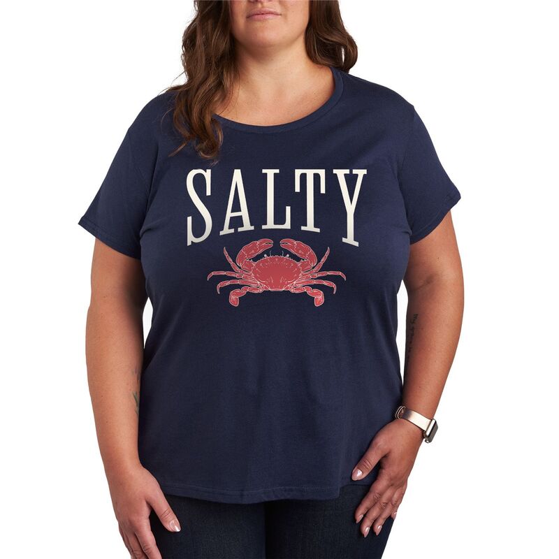 アニメキャラクター レディース トップス Tシャツ プラスサイズ グラフィック Licensed Character Plusize Salty Crab Short Sleeve Graphic Tee Navy ネイビー