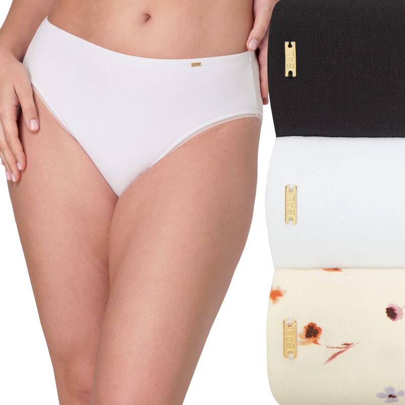 バリ レディース アンダーウェア パンツ コットン Women's Bali Lux Cotton Essentials Hi-Cut Underwear 3-pk. Poppy Print Asst