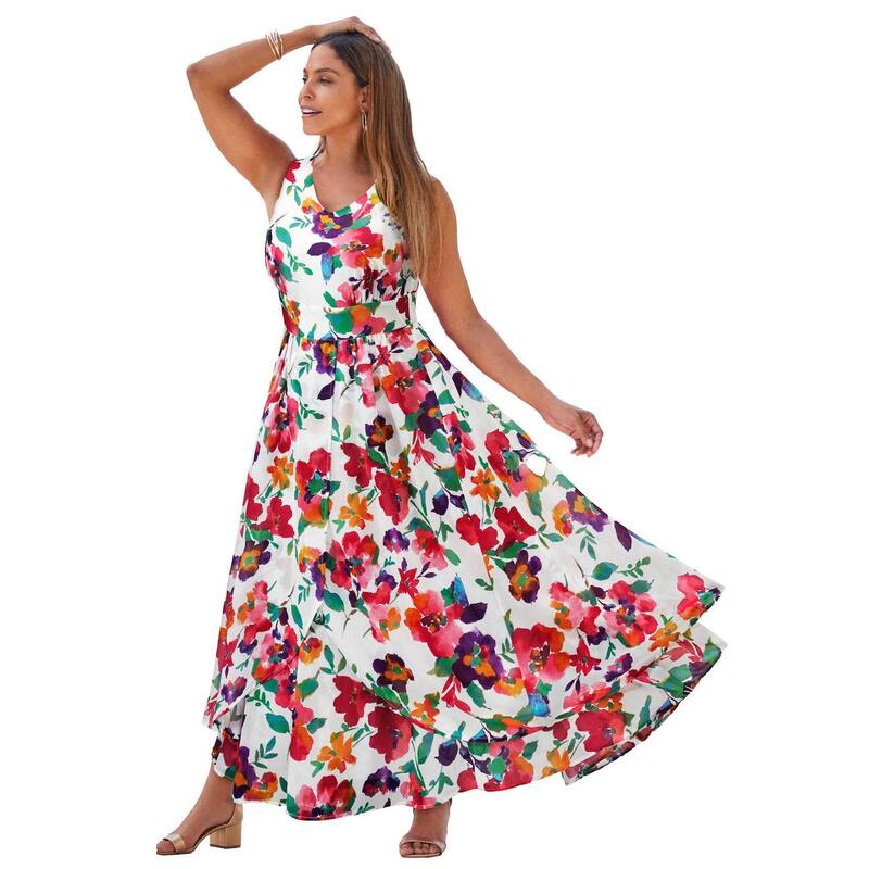 ジェシカロンドン レディース トップス ワンピース ジョーゼット プラスサイズ プチ マキシ Jessica London Women's Plusize Petite Georgette Flyaway Maxi Dress Multi Watercolor マルチカラー 27,216円