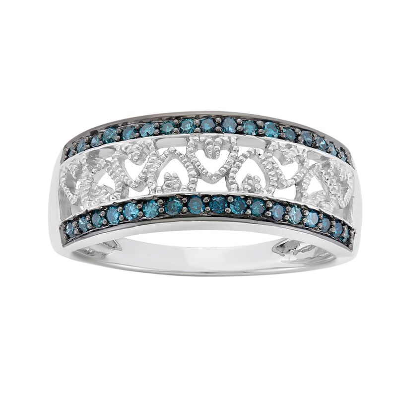 アンブランデッド レディース アクセサリー リング Unbranded 1/4 Carat.W. Blue & White Diamond Sterling Silver Heart Ring Blue ブルー