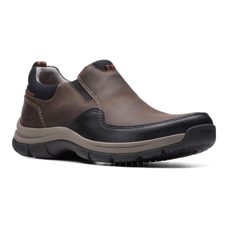 クラークス メンズ シューズ スリッポン・ローファー レザー ClarksR Walpath Step Men's Waterproof Leather Shoes Dark Brown ブラウン｜ReVida 店