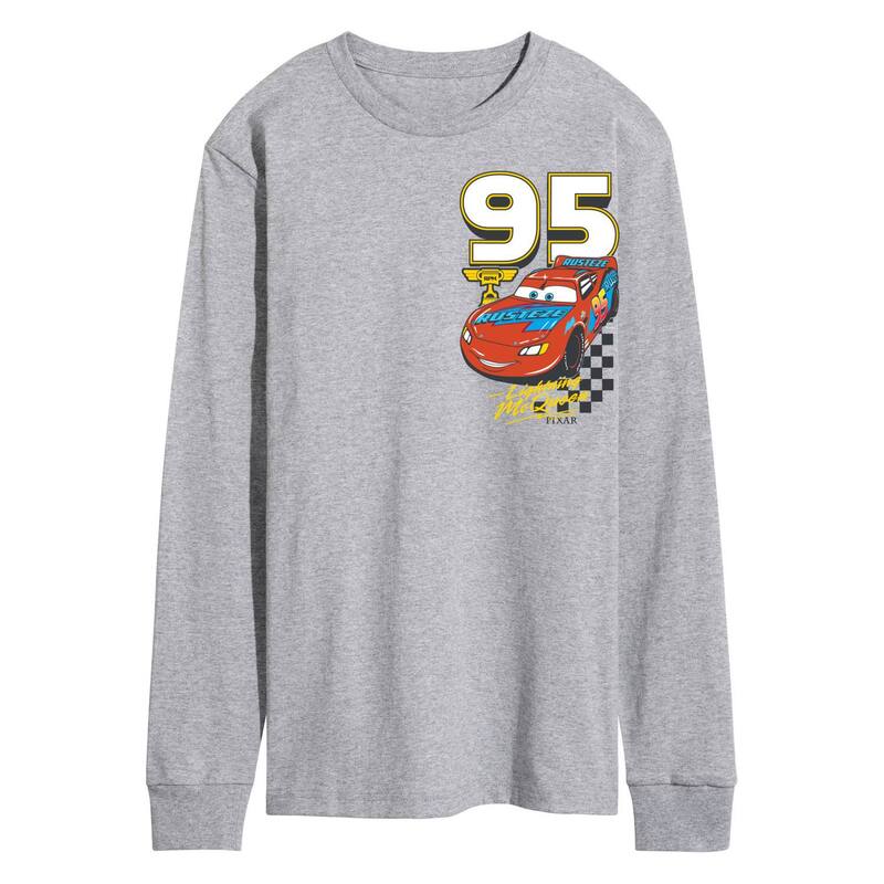 ディズニー メンズ トップス Tシャツ グラフィック Disney's Cars Lightning McQueen Men's Race Long Sleeve Graphic Tee Athletic Heather ヘザー