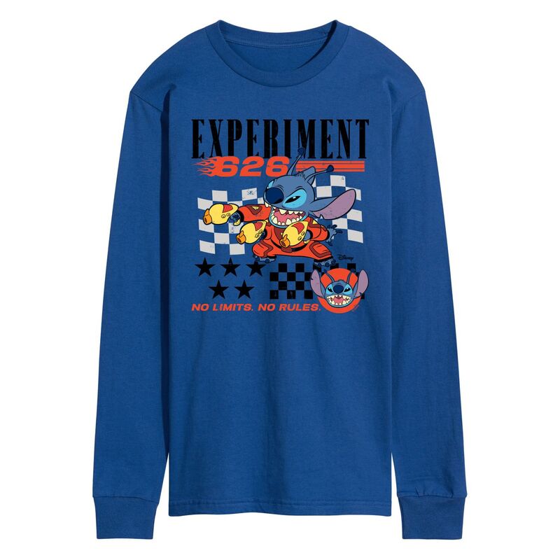 ディズニー メンズ トップス Tシャツ グラフィック Disney's Lilo & Stitch Men's Experiment 626 Racing Long Sleeve Graphic Tee Blue ブルー