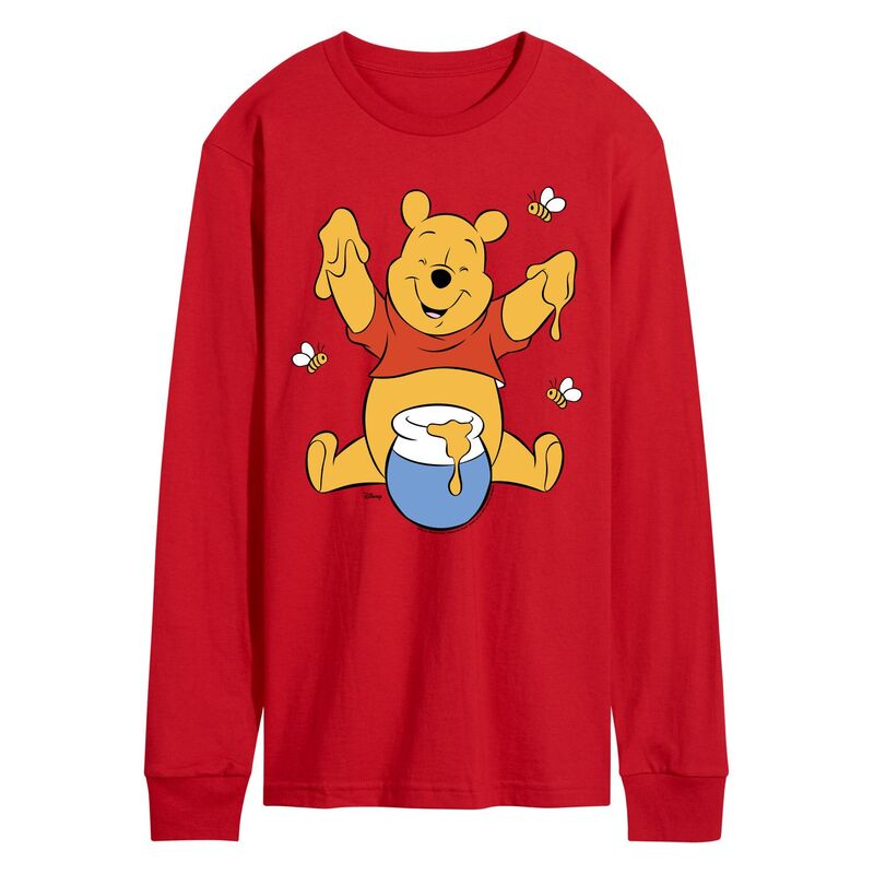 ディズニー メンズ トップス Tシャツ グラフィック Disney's Winnie The Pooh Men's Oversized Long Sleeve Graphic Tee Red レッド