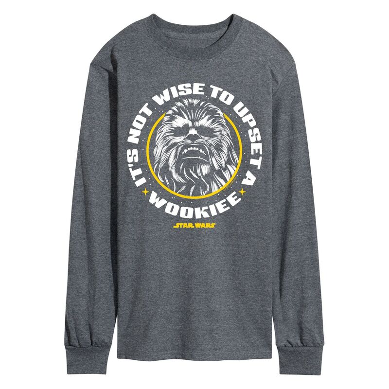 スター ウォーズ メンズ トップス Tシャツ グラフィック Men'star Wars Not Wise To Upset A Wookiee Long Sleeve Graphic Tee Heather Charcoal チャコール