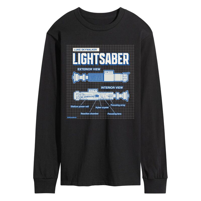 スター ウォーズ メンズ トップス Tシャツ グラフィック Men'star Wars Luke Lightsaber Schematic Long Sleeve Graphic Tee Black ブラック｜ReVida 店