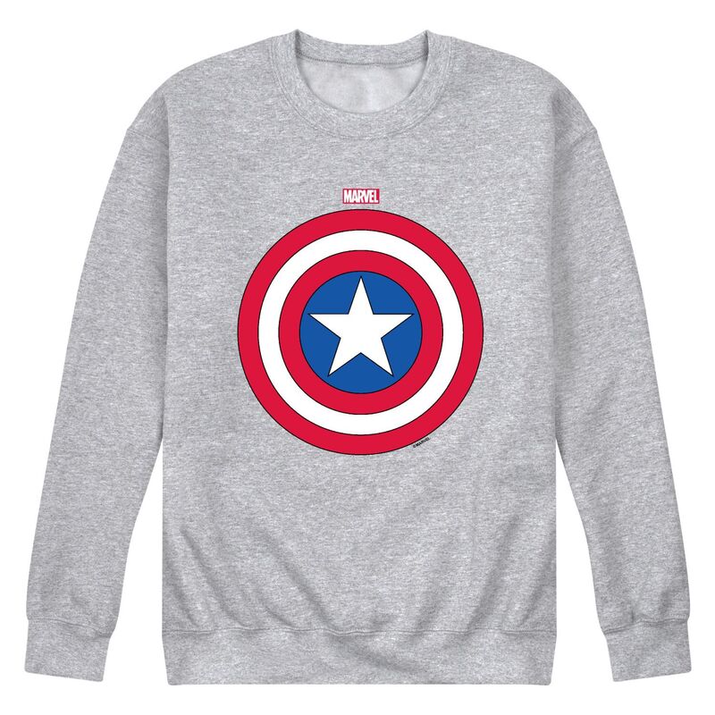 マーベル メンズ トップス Tシャツ スウェット キャップ フリース Men's Marvel Captain America Shield Crew Fleece Sweatshirt Athletic Heather ヘザー｜ReVida 店