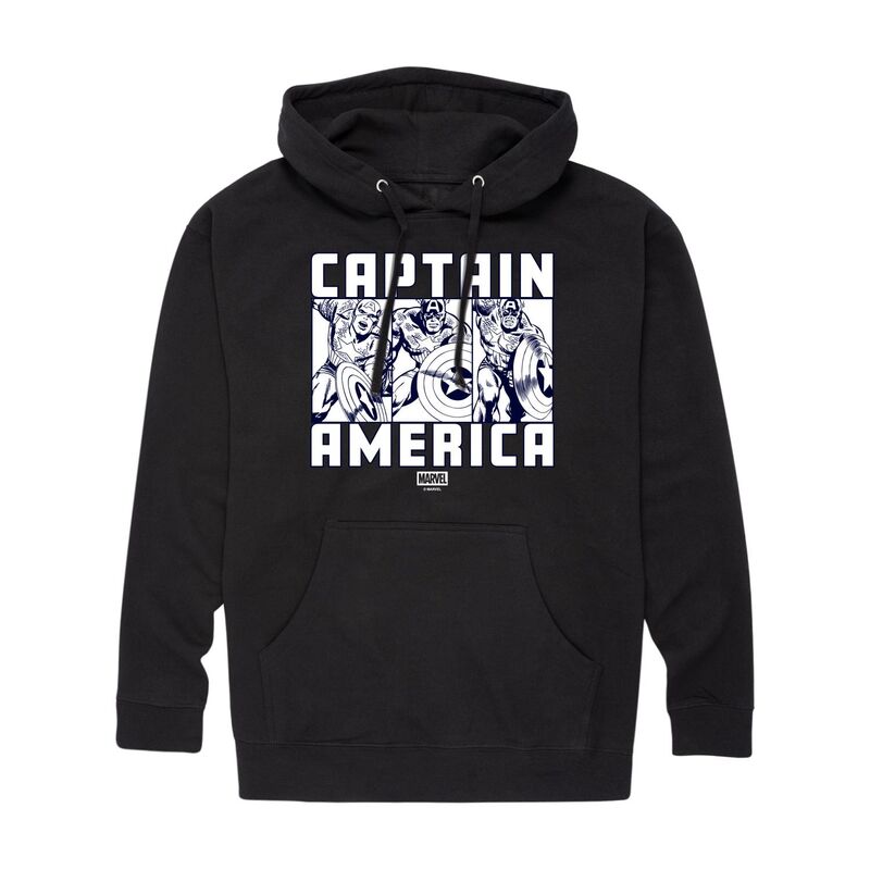 マーベル メンズ トップス Tシャツ キャップ フリース パーカー Men's Marvel Captain America Grid Fleece Pullover Hoodie Black ブラック