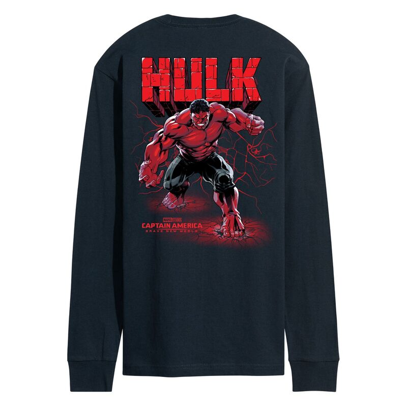 マーベル メンズ トップス Tシャツ キャップ グラフィック Men's Marvel Captain America Brave Neworld Red Hulk Long Sleeve Graphic Tee Navy ネイビー｜ReVida 店 7,650円
