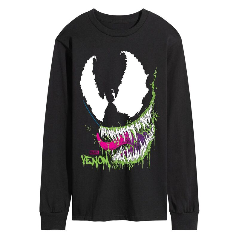 マーベル メンズ トップス Tシャツ グラフィック Men's Marvel Venom Head Portrait Oversized Long Sleeve Graphic Tee Black ブラック｜ReVida 店