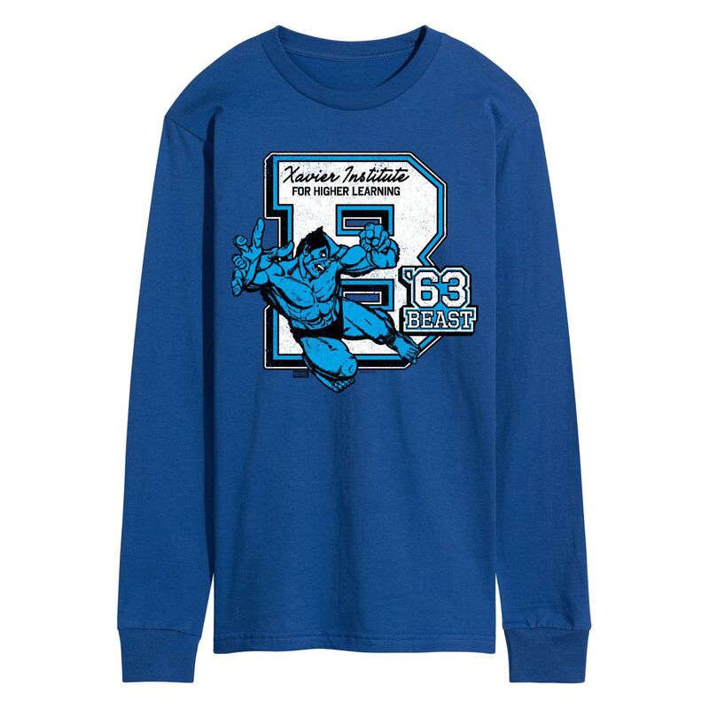 マーベル メンズ トップス Tシャツ グラフィック Men's Marvel X-Men Beast '63 Collegiate Long Sleeve Graphic Tee Blue ブルー｜ReVida 店